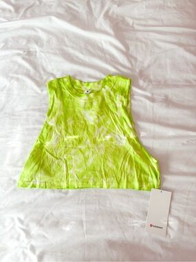 Lululemon Marmoleado Tie Dye Yellow All Yours Cropped Cotton Tank Top Size 4